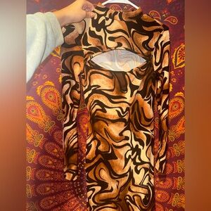 Brown and Tan Swirl Pattern Dress